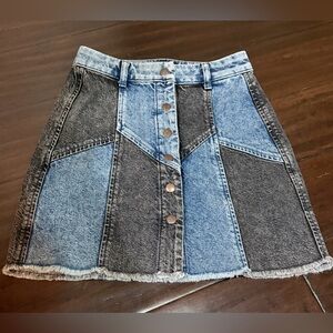 Rails The Oakwood Acid Patchwork high-waisted denim mini skirt 23